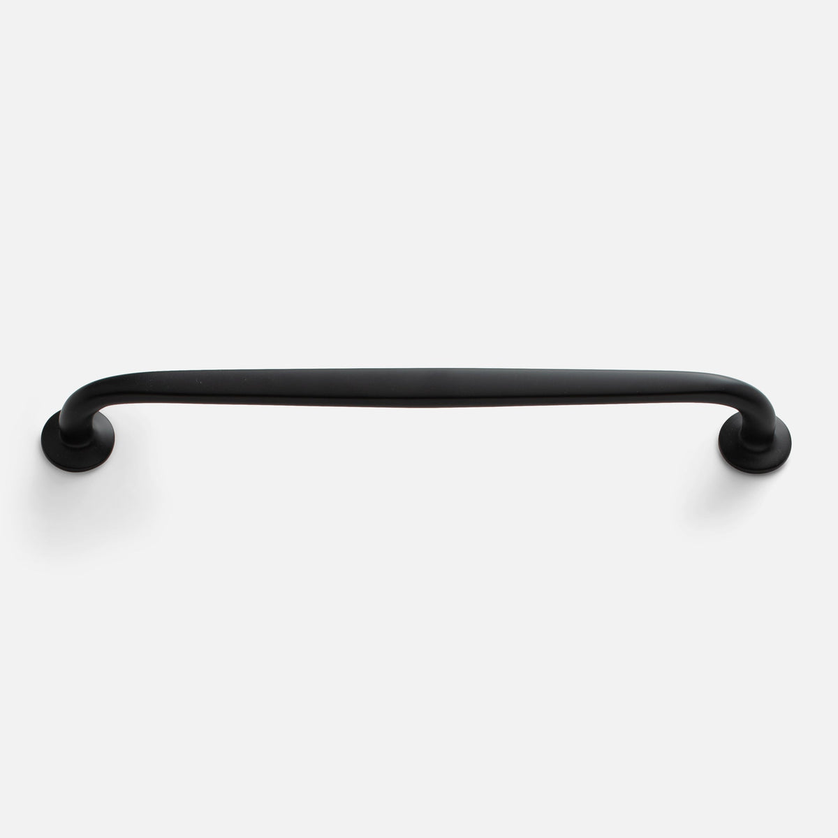 Front view of Somerset appliance pull showcasing a long rounded bar with circular mounts on a white background