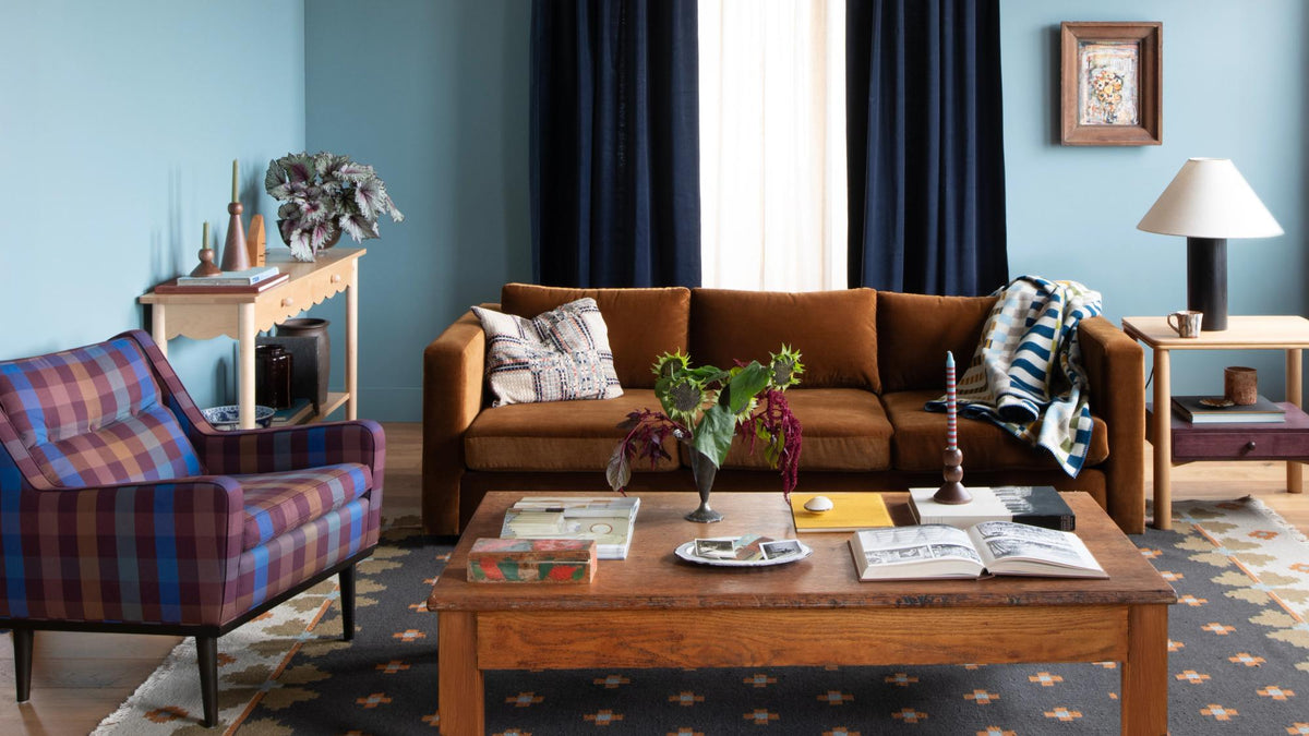 Cozy blue living room.