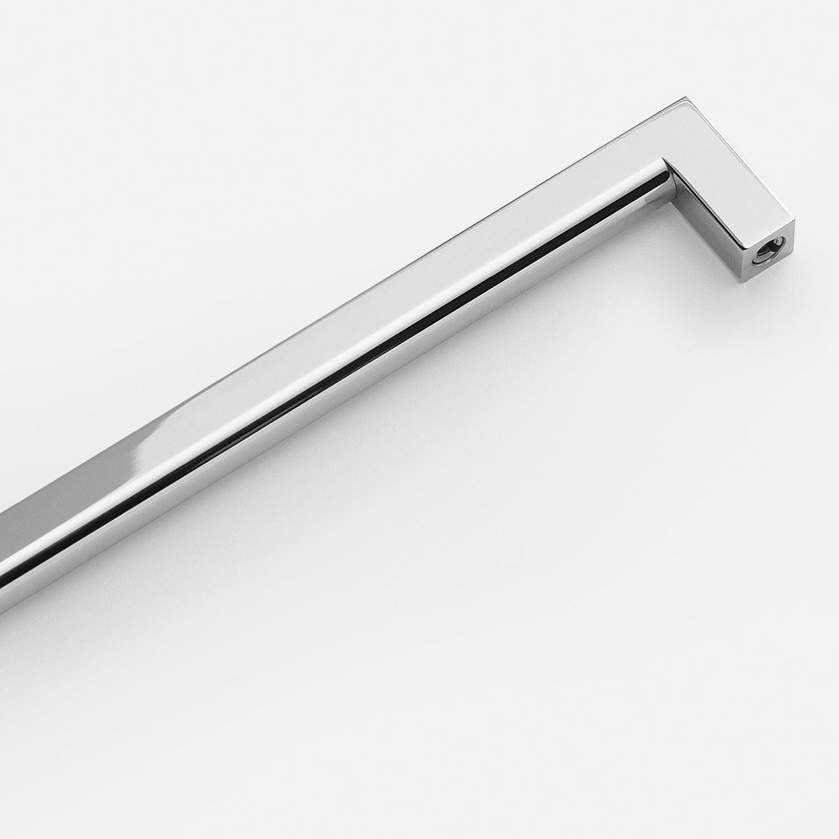 Close-up view of Edgecliff Pull showcasing a long rectangular bar with square end mounts on a white background