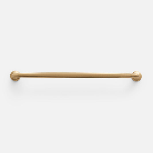 Front view of Somerset Pull showcasing a long cylindrical bar with round mounts on a white background