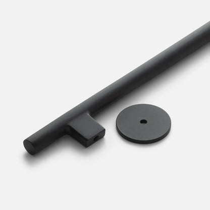 Angled view of Galley Pull showcasing sweeping intersecting curves and round back-plate on a white background