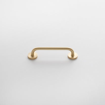 Front view of Parker Pull showcasing its rounded bar and circular mounts on a white background