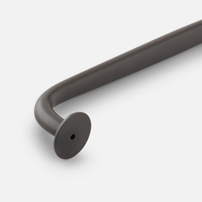 Close-up view of Somerset Appliance Pull showcasing its curved bar and round mounting end on a white background