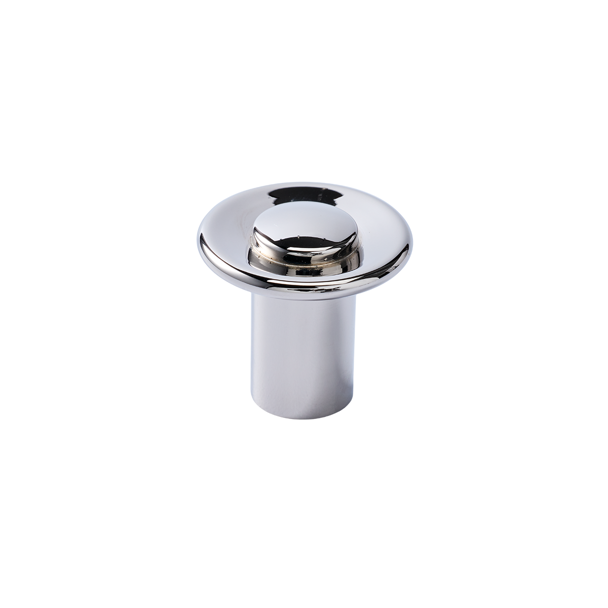 Front view of Landon Knob showcasing a chrome finish with a black background