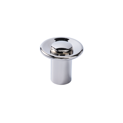 Front view of Landon Knob showcasing a chrome finish with a black background