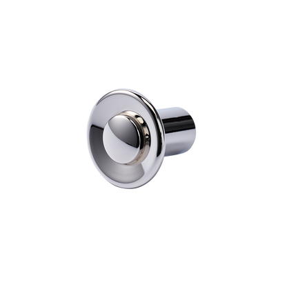 Angled view of Landon Knob showcasing its polished chrome finish on a light background