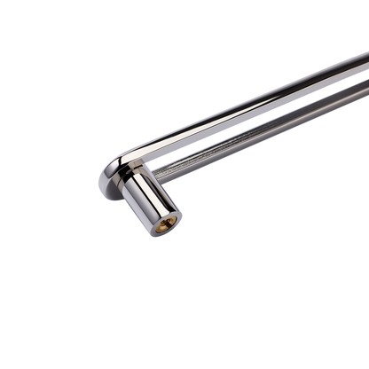 Angled close-up of Landon Pull showcasing its cylindrical bar and mounting hardware on a white background