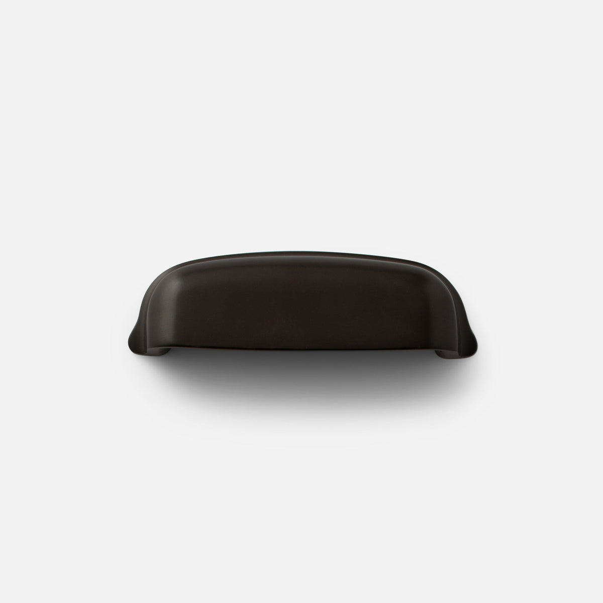 Front view of Darby Cup Pull showcasing its oil rubbed bronze finish with a white background