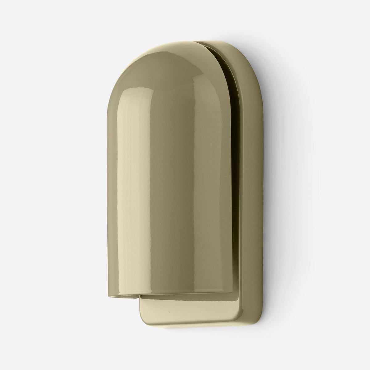 Close-up side view of Allegheny Slim Sconce showcasing its rounded top and slim wall-mount bracket with a glossy finish on a white background